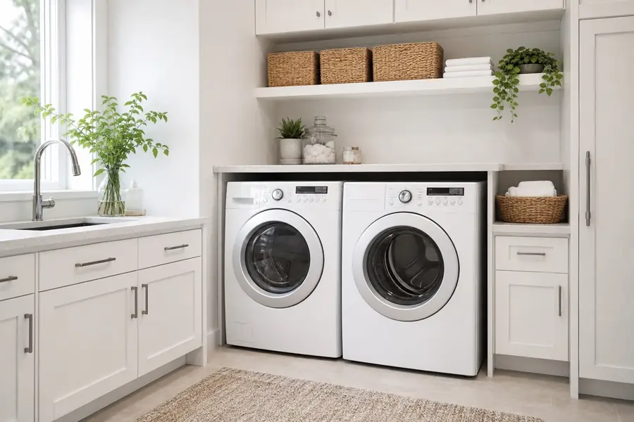 Bright, clean laundry room with a modern dryer in a Chicago home