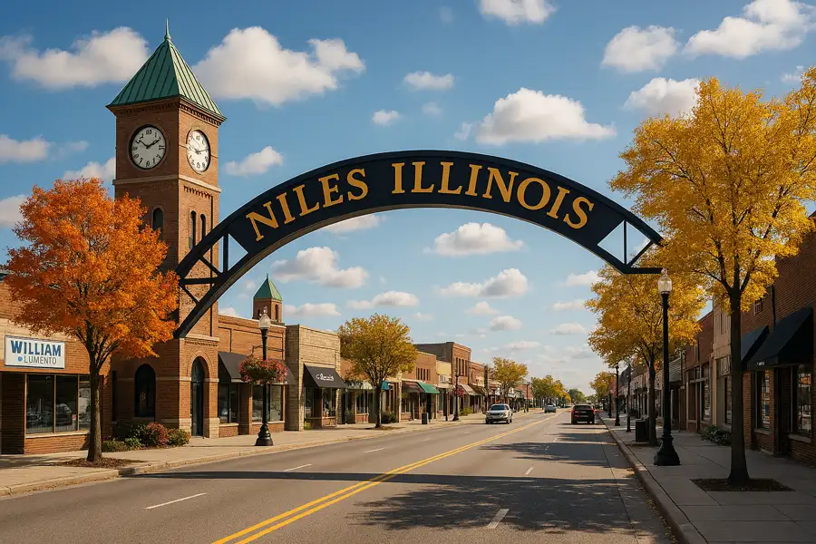 Niles, IL — a northwest-side suburb of postwar ranches and brick bungalows near the Leaning Tower, served by AirFresh Inc.