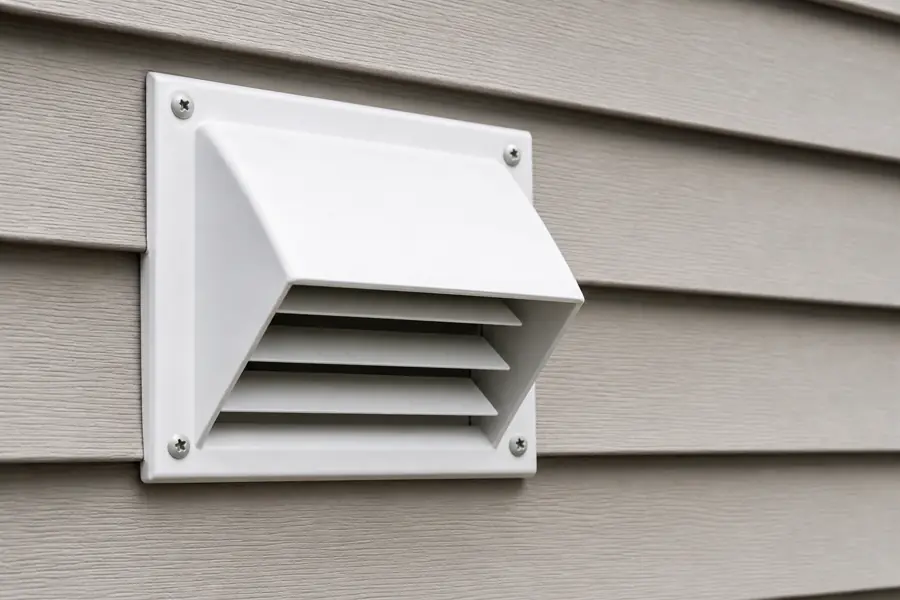 After: Clean exterior dryer vent hood with clear flap