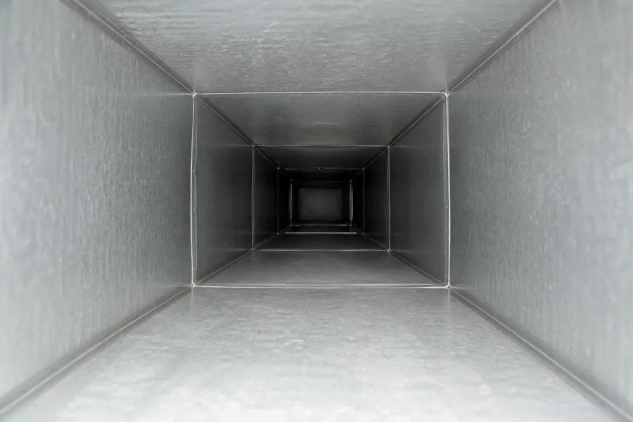 After: the same duct run cleaned following post-renovation duct cleaning