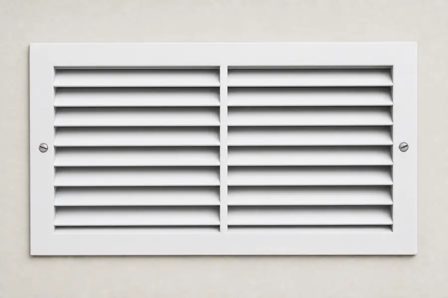 After: the same supply register cleaned after supply-side duct cleaning